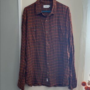 Onia Men's XL Brown Plaid Button Down Shirt